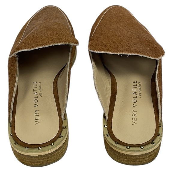 EUC VERY VOLATILE LA Abraham Slip-on Mules Studded In Calf Hair Wmns Size 7 - Picture 3 of 7